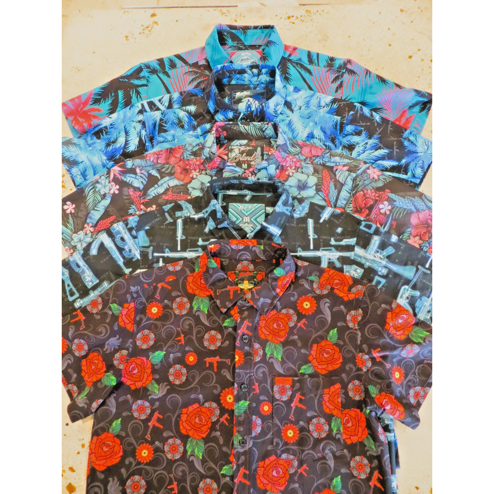 LOT of 5 RETRO RIFLE SHIRTS (M) Crown/AK&Vacay/Island Time/X-Ray/Fiesta
